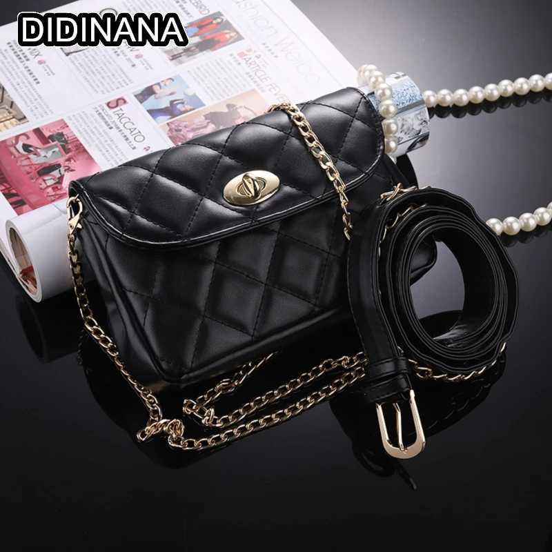 Female Waist Belt Bag PU Leather Metal Chain Waistband Female Pouch Punk Belts Bag for Wen trend Belt bag Y250314