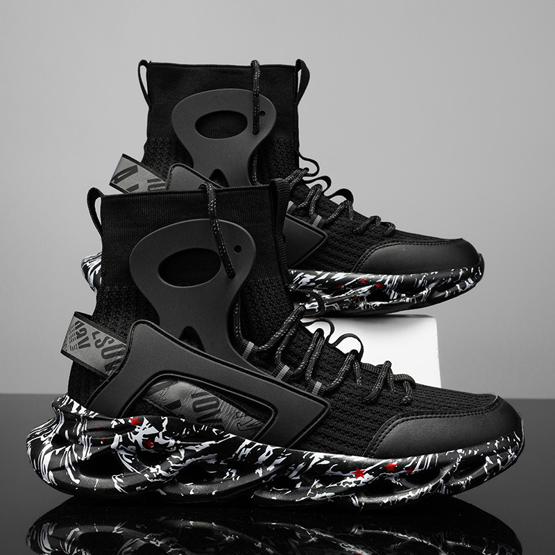 Camouflage Socks Men's High Top Elastic Fly Woven Sleeve Foot Designer Shoes 2025 New Graffiti Sports Shoes Trendy Men's Basketball Shoes