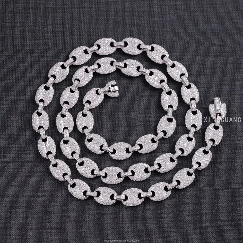 Hot Sale Pig Nose Style 6MM 8MM Pass Diamond Tester VVS Moissanite Gems with 925 Silver Chain Cuban Link Chain Jewelry