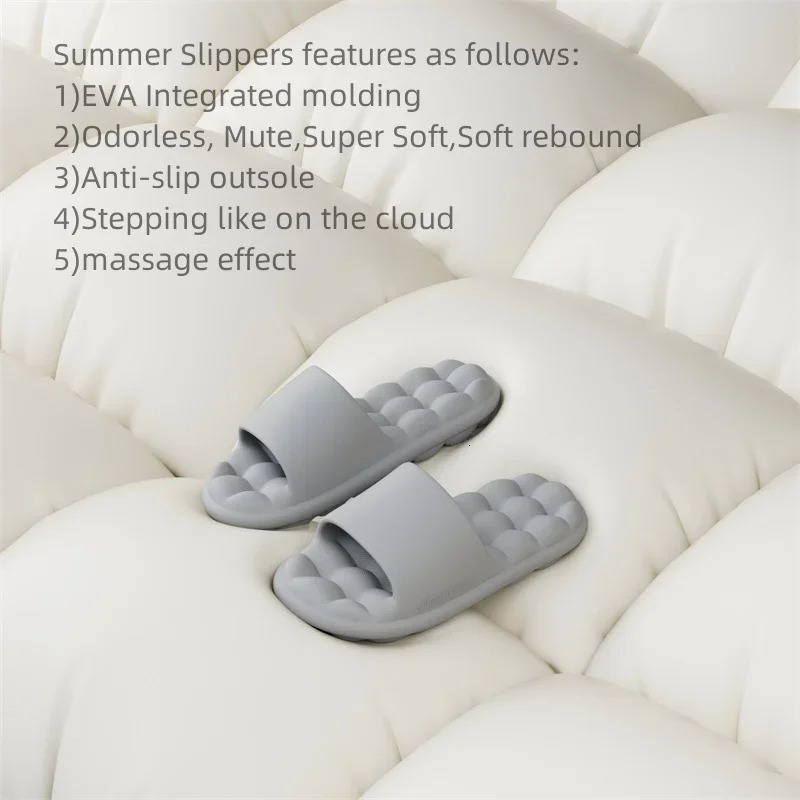 Men Anti-slip EVA Massage Summer Slippers Women Lightweight Bathroom Cozy Sandals Couple Unisex House Indoor Soft Home Shoes 250314