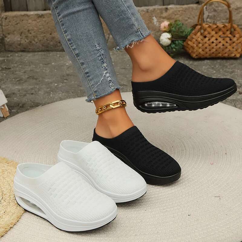 2025 New Women's Air Cushion Socks and Breathable Solid Color Knitted Hooded Designer Trendy Fashion Sports and Leisure Bareback Walking Shoes1