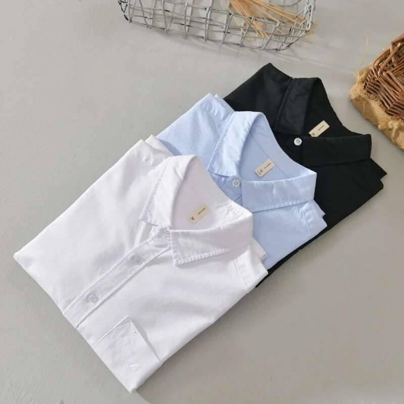 2024 Spring Pink Shirts For Men Casual Slim Fit 100% Cotton Oxford Long Sleeve Shirt Men's Vintage Clothes