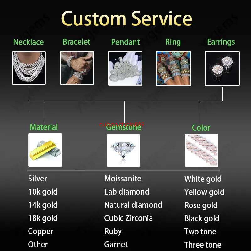 moissanite designer jewelry necklace cuban k chain Iced Out Pass Dia Tester vvs Moissanite Jewelry Necklace chains for men