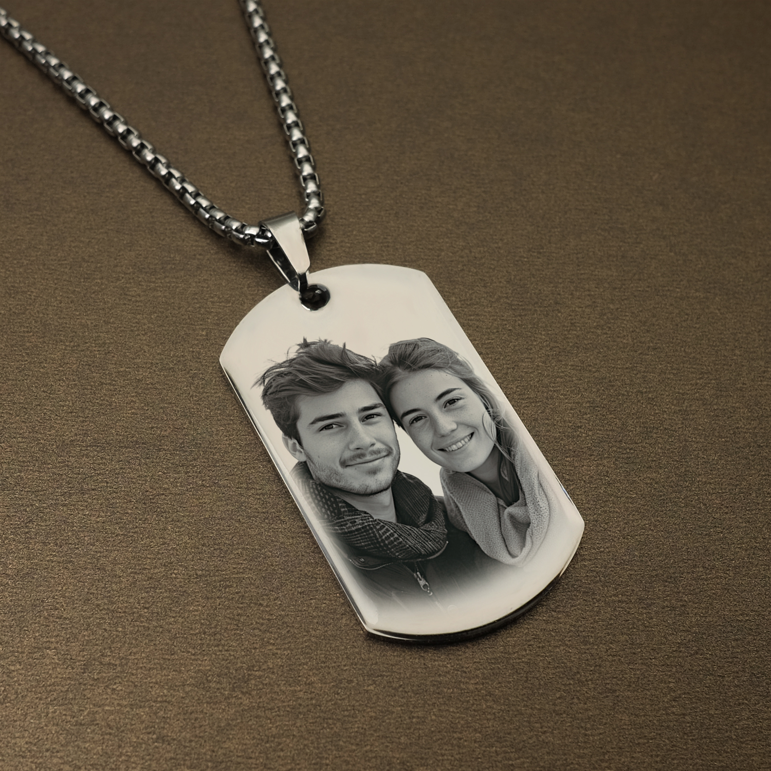 Personalized Engraved Photo & Text Necklace - Custom Dog Tag Keychain Perfect for Xmas Presents