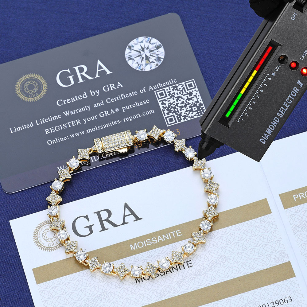 Fine Jewelry D Color VVS1 Round Cut Dia Moissanite Chain Gifts Sterling Sier Star Tennis necklace for Men Women