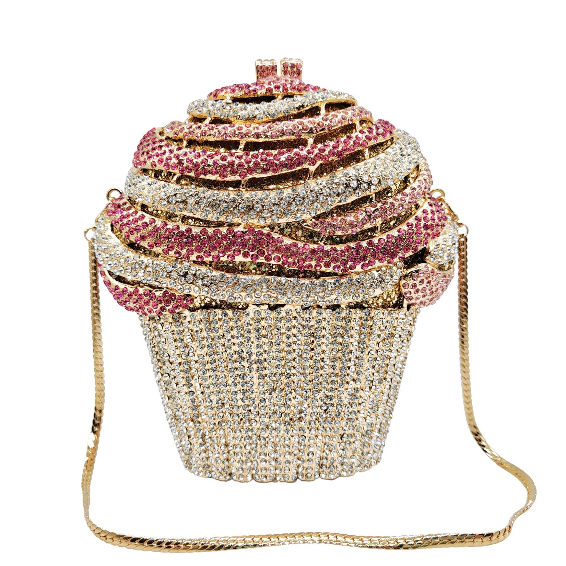 New Ice Diamond Studded Banquet Sailor Takes Women's Bag, Ice Cream Stone Bag Diamond Embellished Purse