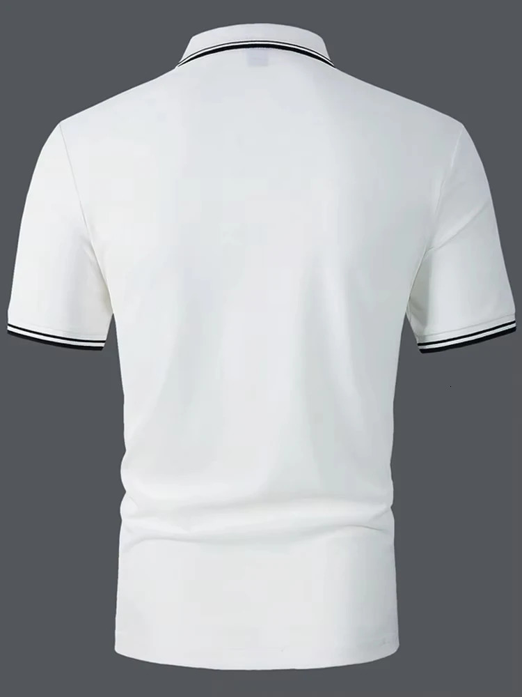 Mens Polo Shirt Golf Work Business Collar Classic Short Sleeve Basic Solid Color Patchwork Button Spring Summer 250314