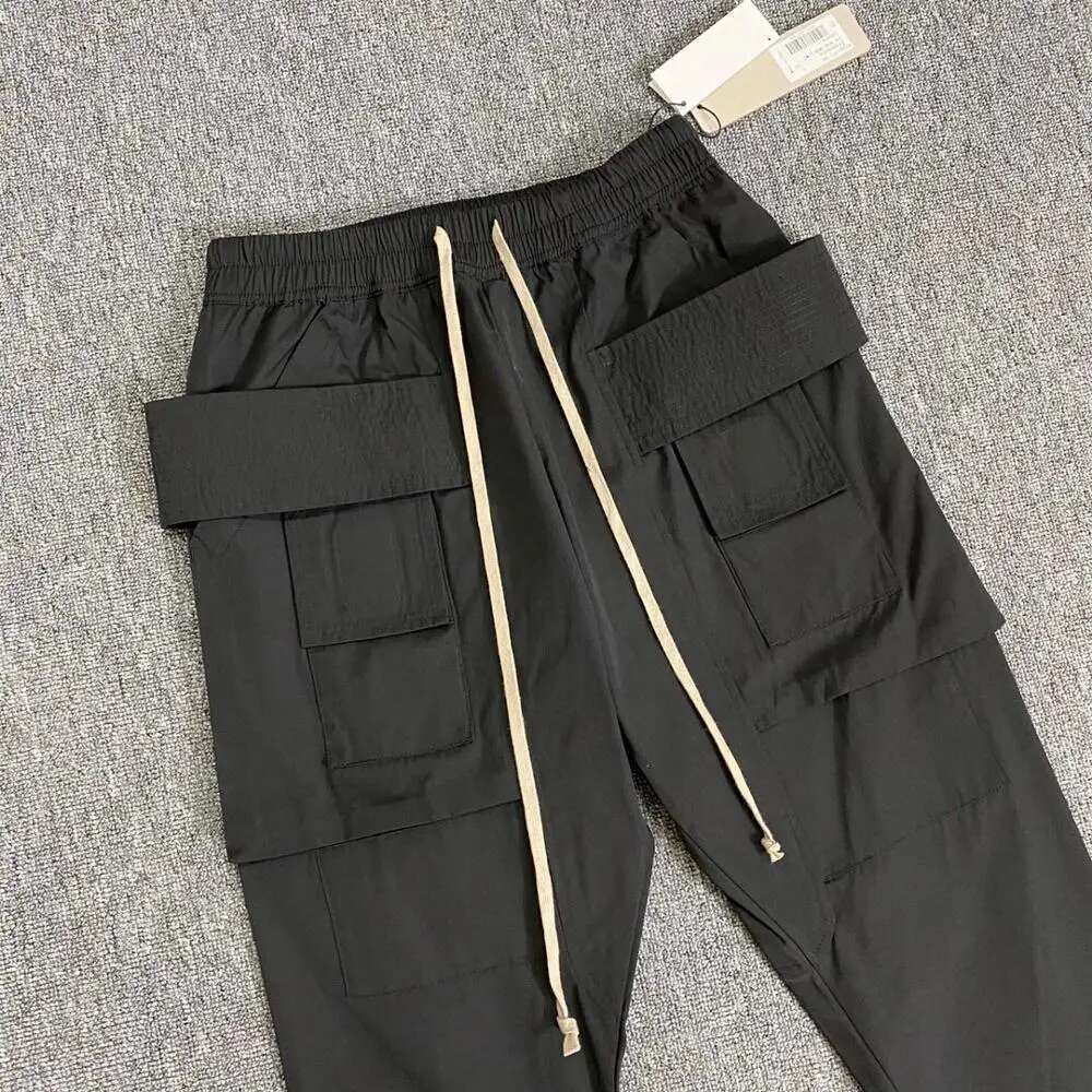 Men Hi Streetwear Double Belt Drop Crotch Cargo Pants