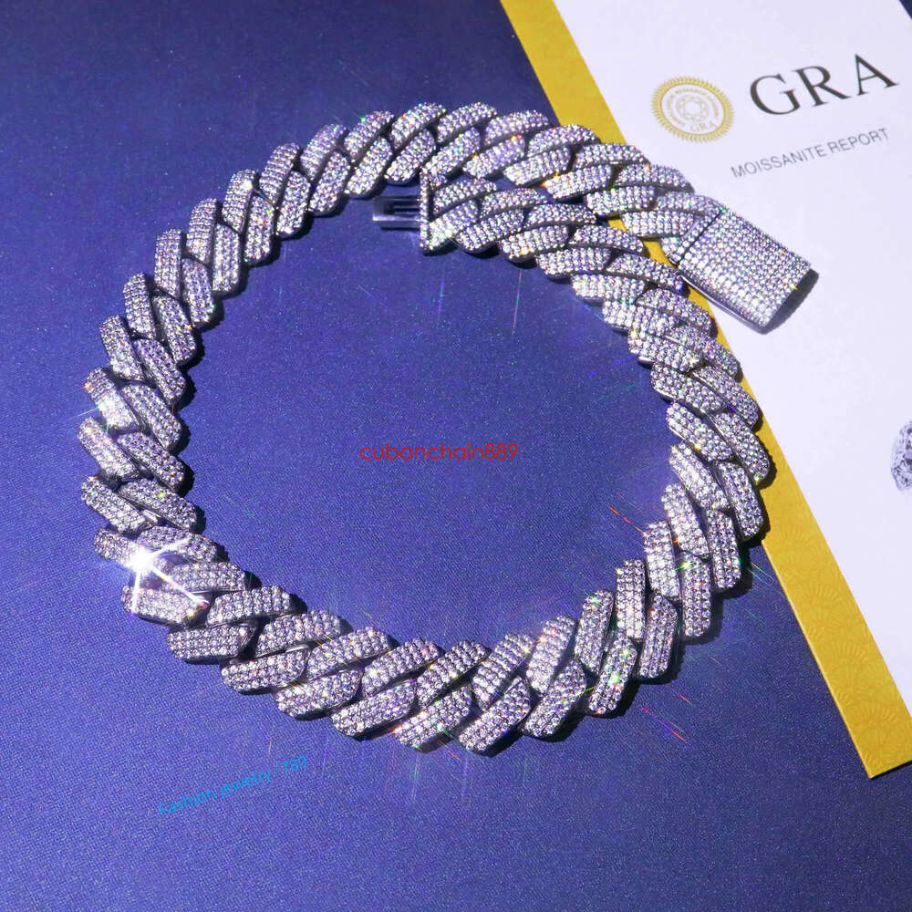 Chain Cuban Necklace Vvs Jewelry Custom Designer K Moissanite Iced Out Sterg Sier Pass Dia Test Hip Hop Chains For Men Jewelery S 7B80