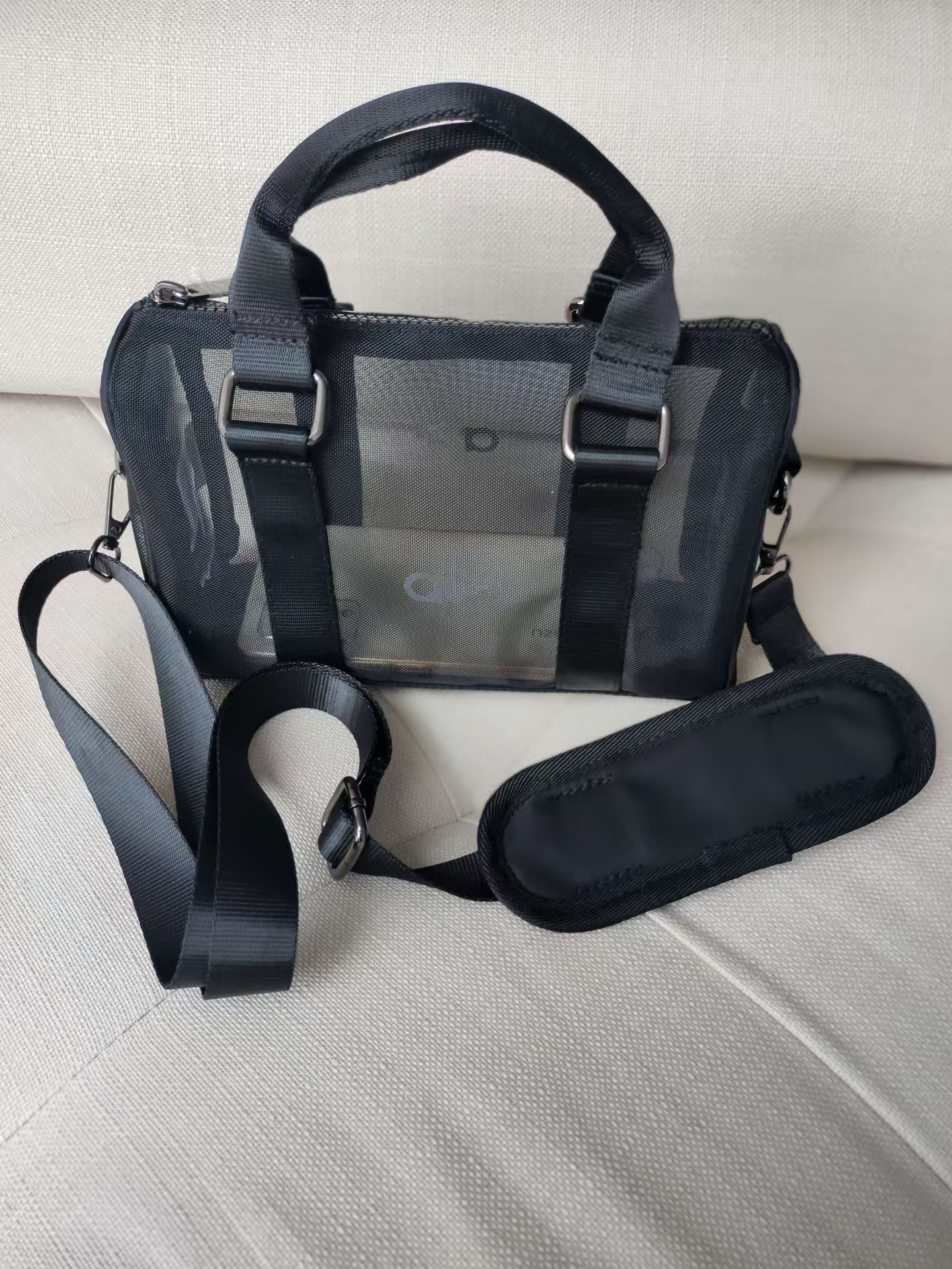 Mini Hollow Out Portable Net Bag Single Shoulder Cross Bag Net Zipper Mobile Phone Bag Wear Resistant