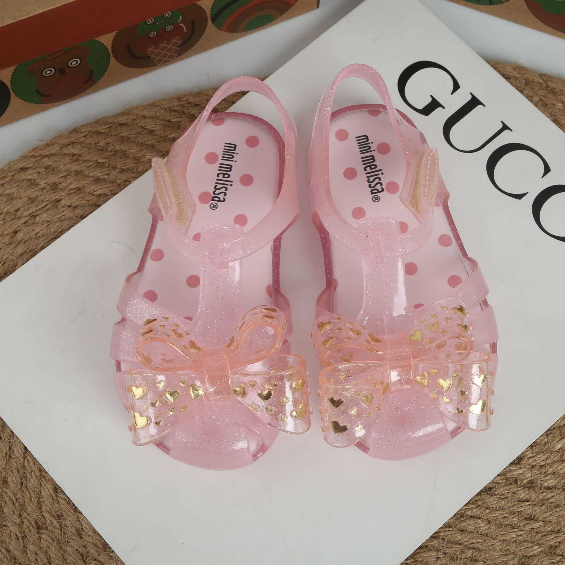 Sandals 2022 new Melissa bow hollow toe childrens jelly shoes sandals beach shoes fragrant shoesY25031546DD