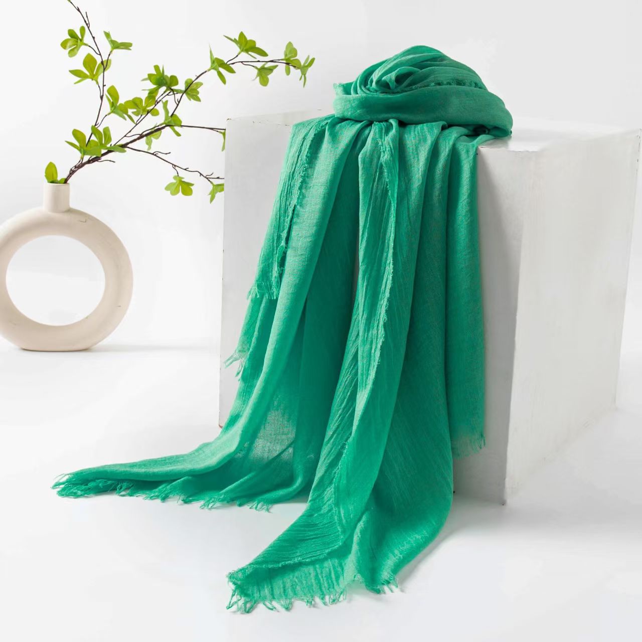 T283 spring and summer cotton and linen scarf female high-grade gauze scarf simple thin sunscreen travel shawl headscarf