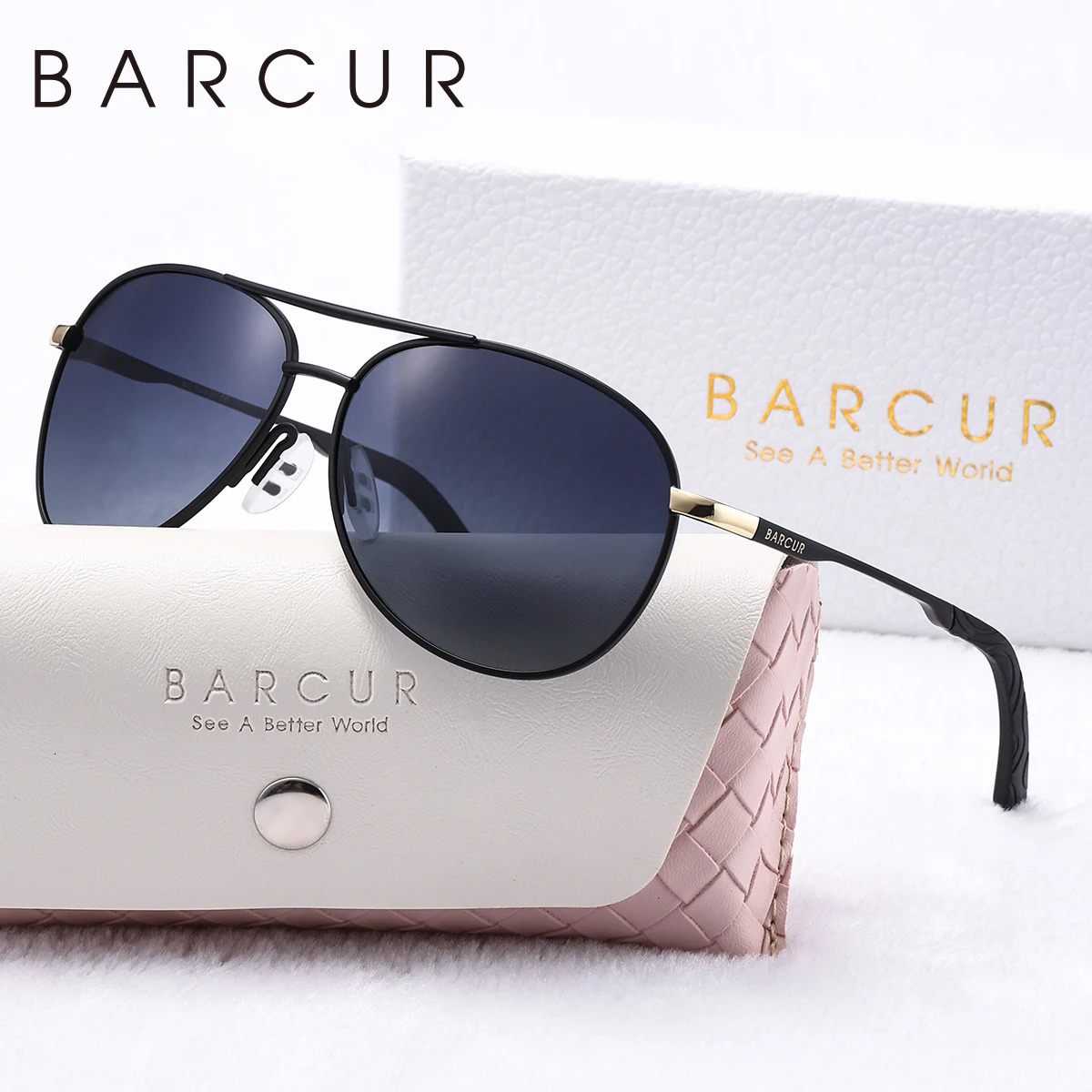 BARCUR Metal Polarized Pink Sunglasses Womens Lightweight Womens Sunglasses Blue Gradient Lens Clothing Accessories 250314