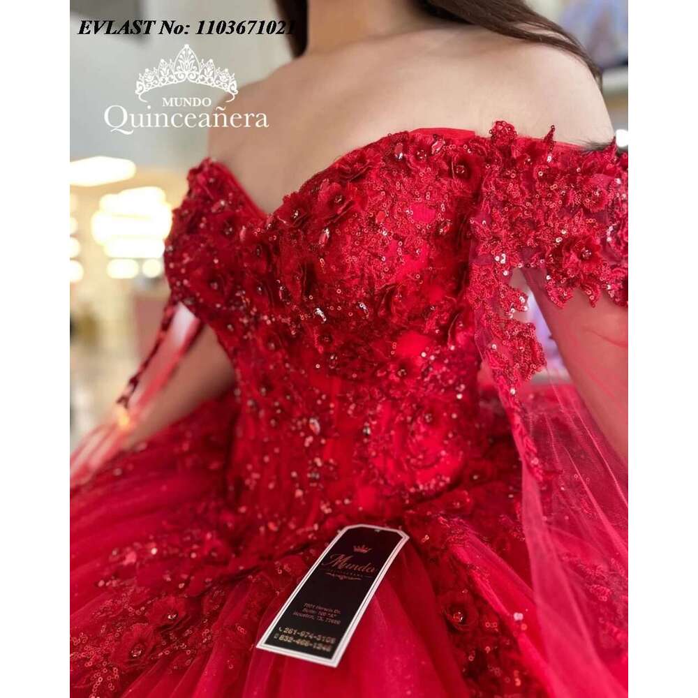 2025 custom red quinceanera prom dress sequins appliques lace cap sweet corset 16 dresses 15 years