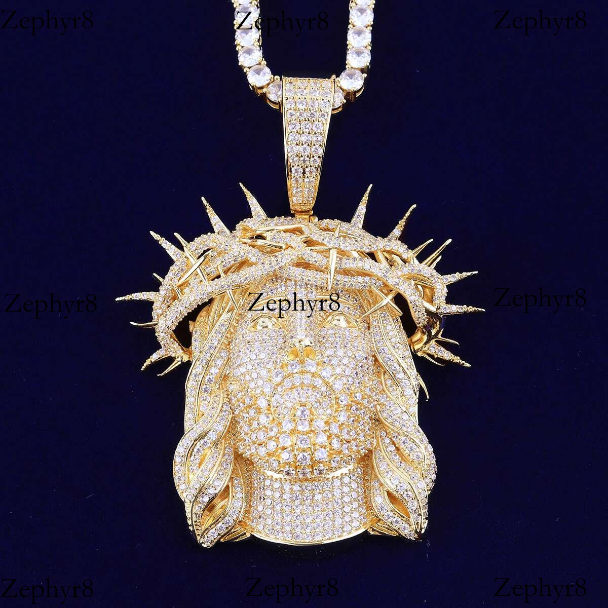 Bubble Letter Iced Out Ratten Jesus Necklace Pendant for Men Prong Setting Cubic Zirocnia Hip Hop Jewelry