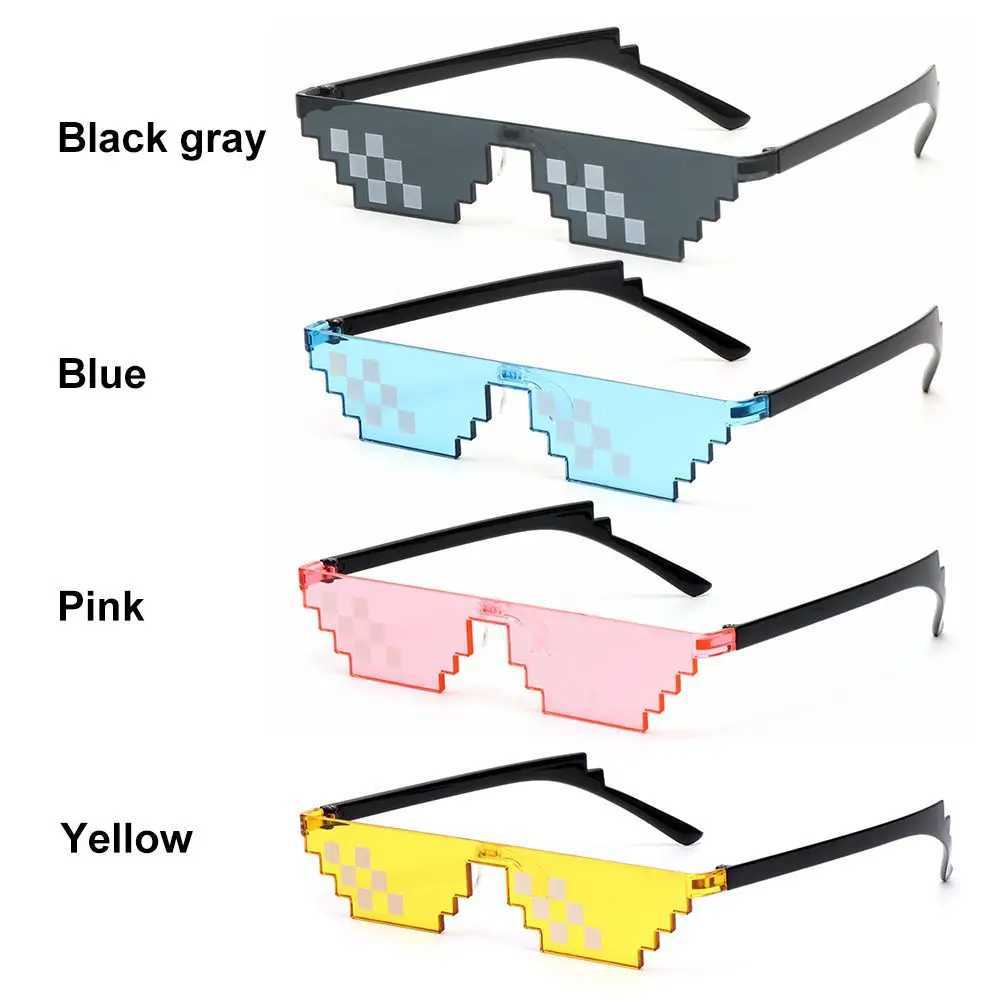 Newly designed fun mosaic sunglasses for gangsters daily life pixel black retro player robot sunglasses Birtay party role-playing discounts W250315