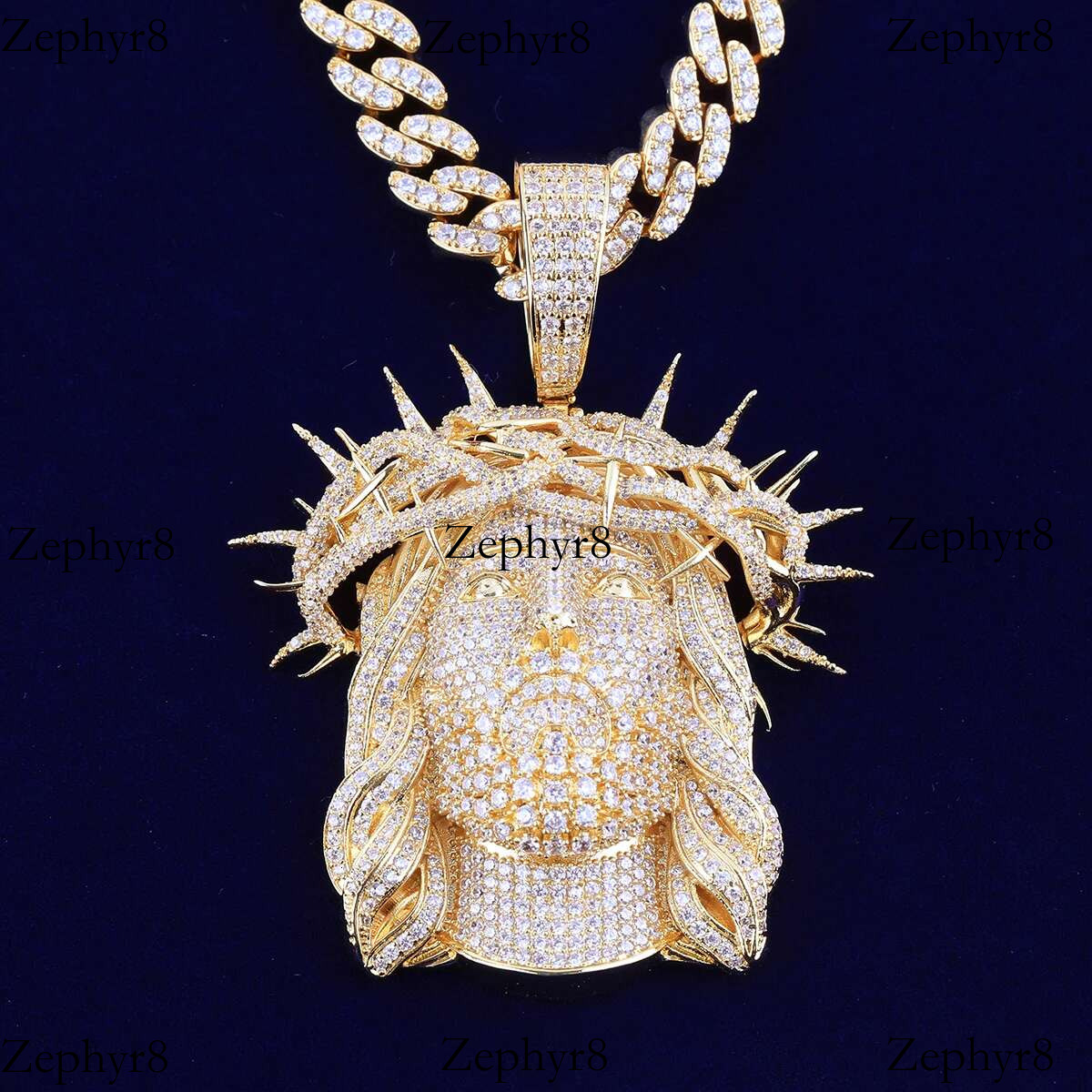 Bubble Letter Iced Out Ratten Jesus Necklace Pendant for Men Prong Setting Cubic Zirocnia Hip Hop Jewelry