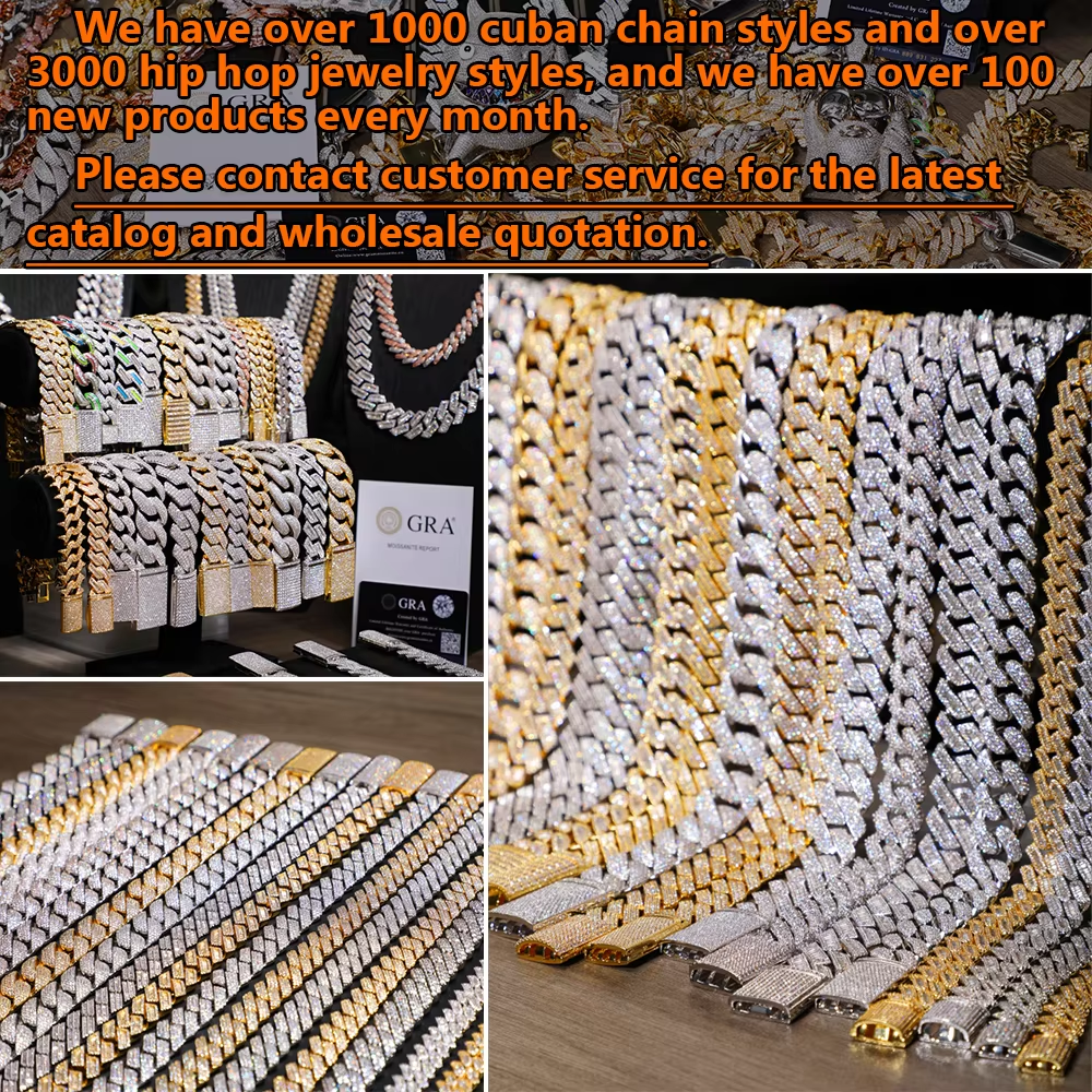 Moissanite bracelet Necklace Cuban chain s925 Rap hip-hop style Fashion punk full of diamonds Cuban chain SHINE NOW
