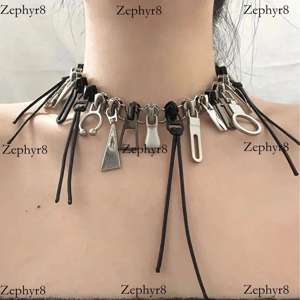 Cyber Punk Zipper Necklace Fringe Chain Head Y2k Hip Hop Choker Men's Women's Fashion Personality Jewelry Accessories