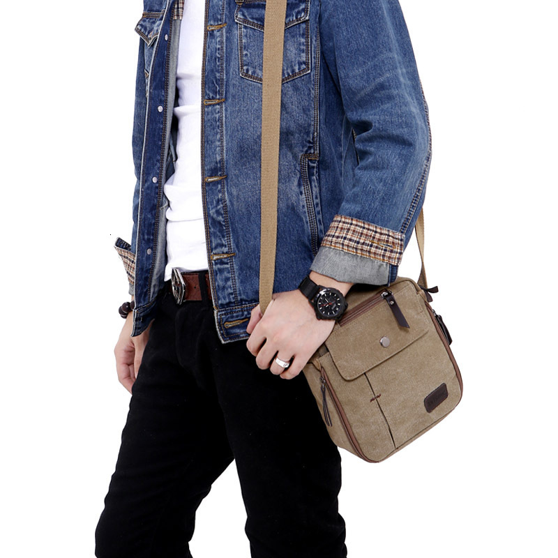 Fashionable backpack casual small crossbody trendy canvas single shoulder men's, outdoor multi compartment travel designer bag