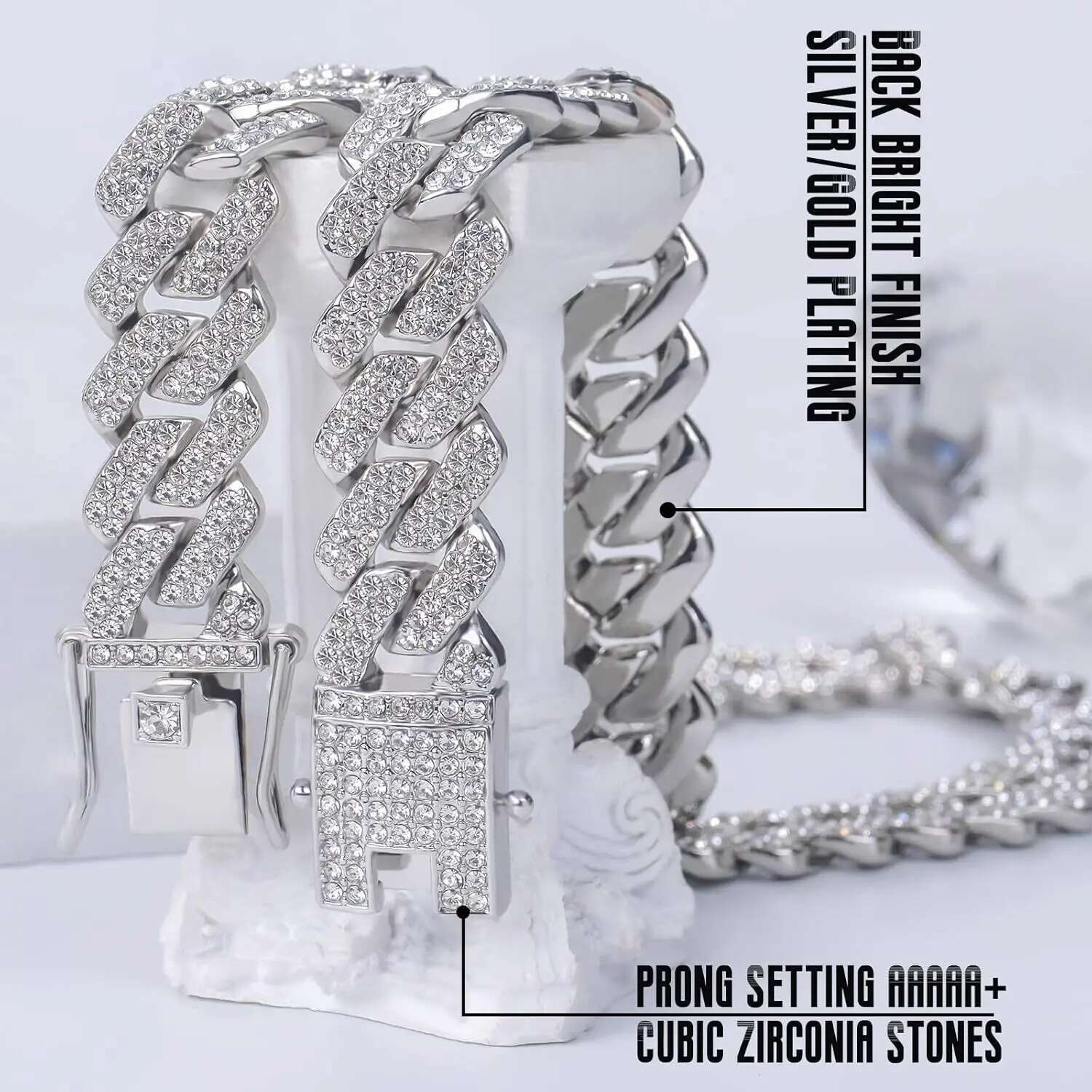 18Inch k Gold Plated Miami Two Tone Moissanite Cuban Chain Vvs1 for Mans Hiphop Jewelry