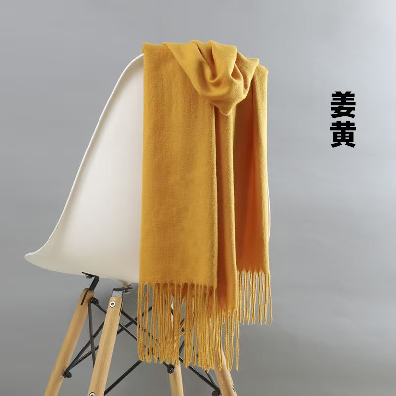 K133 Imitation cashmere scarf women winter scarf women autumn and winter tassel warm shawl men's solid color red scarf