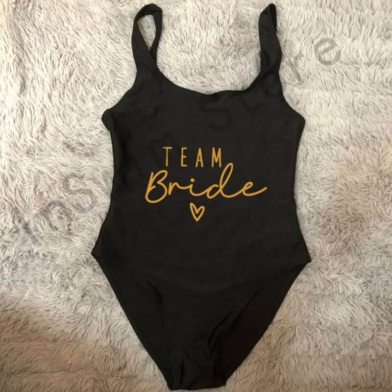 Team bride heart-shaped printed one-piece swimsuit women's swimsuit high cut low back sexy body party girl life swimsuit swimming