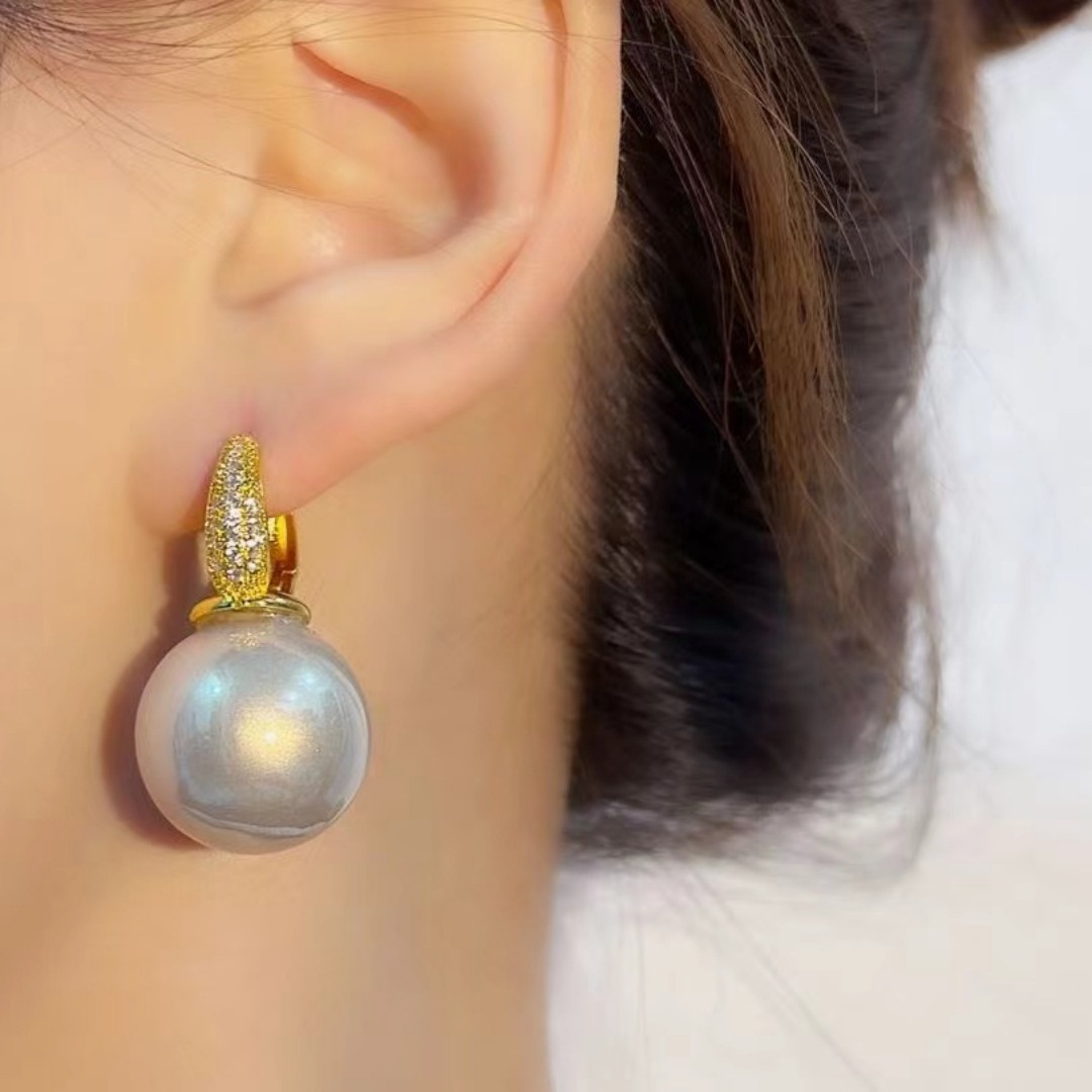 Elegant Faux Pearl Dangle Earrings with Sparkling Cubic Zirconia Accents