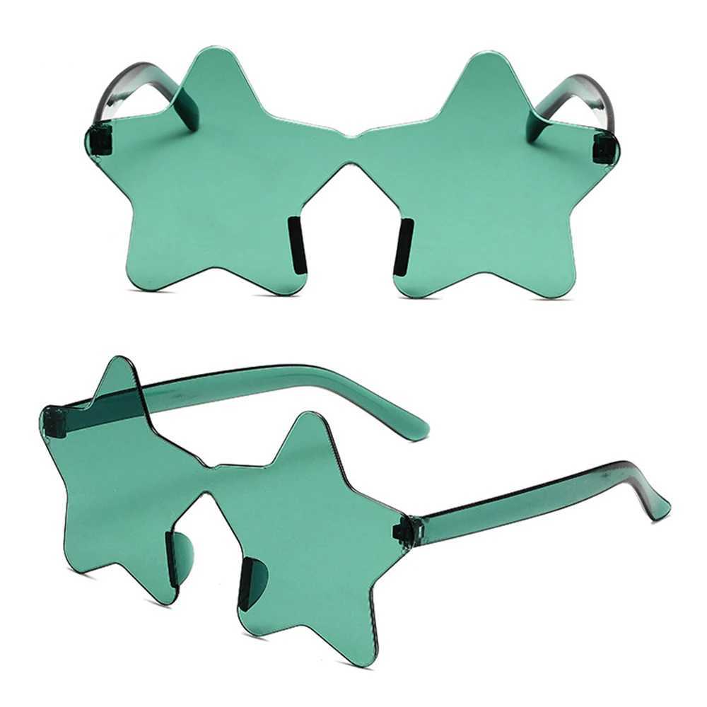 1Pc Framel Star Shed solid color glasses used for role-playing glasses cool disco glasses and womens fashion pentagonal sunglasses W250315
