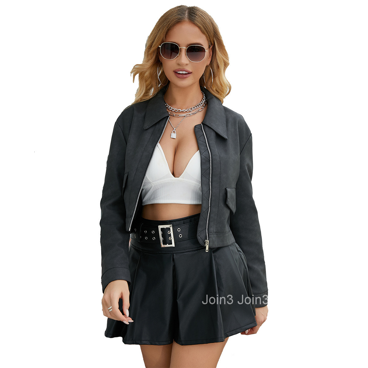 Fashion Spring and Autumn New Thin Leather Jacket Womens Long Sleeve Casual Womens Coat Fashion Leather Jacket Join3