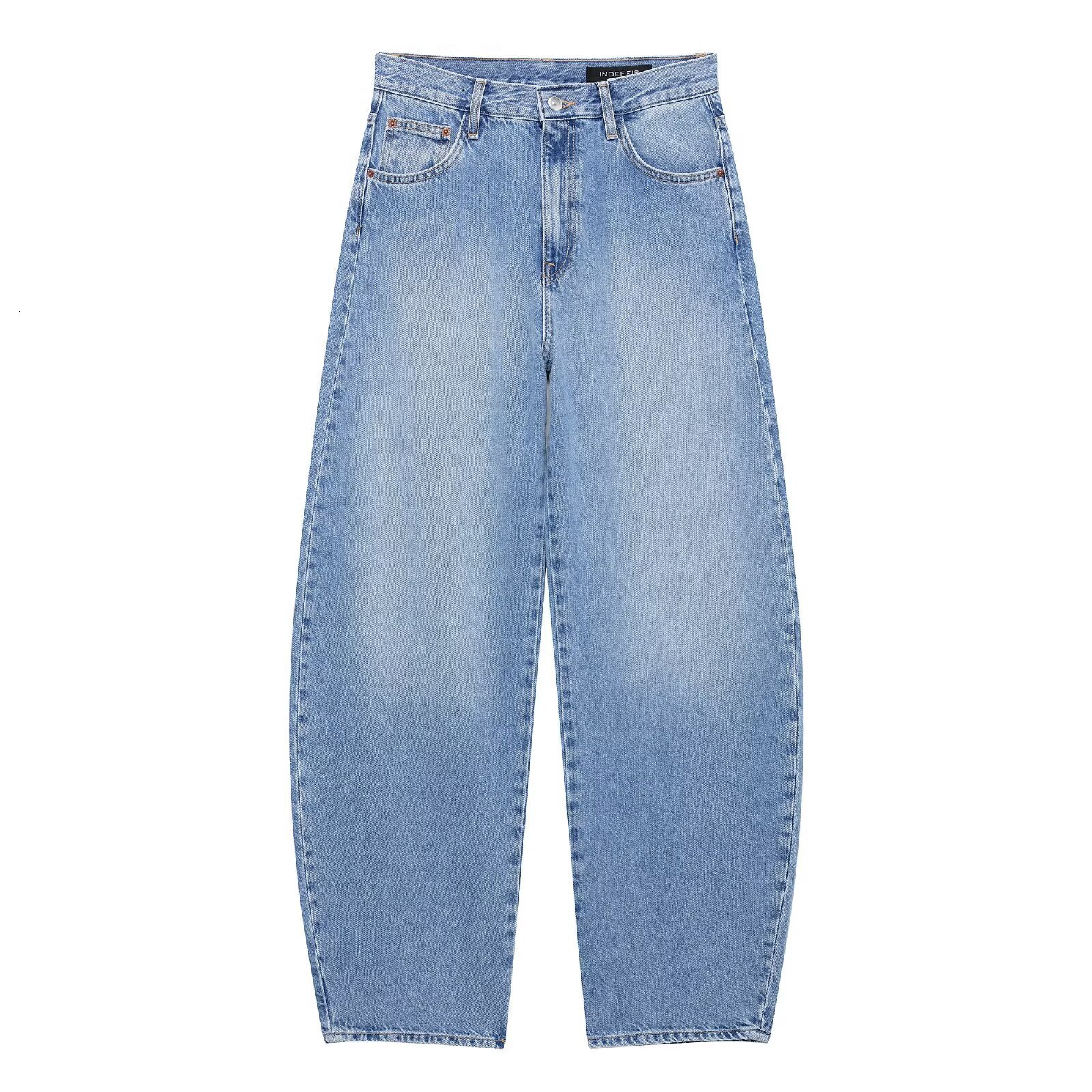 2025 Spring New Product Style Fashionable And Casual Loose Conical Legs Curved Silhouette High Waist Jeans Pants