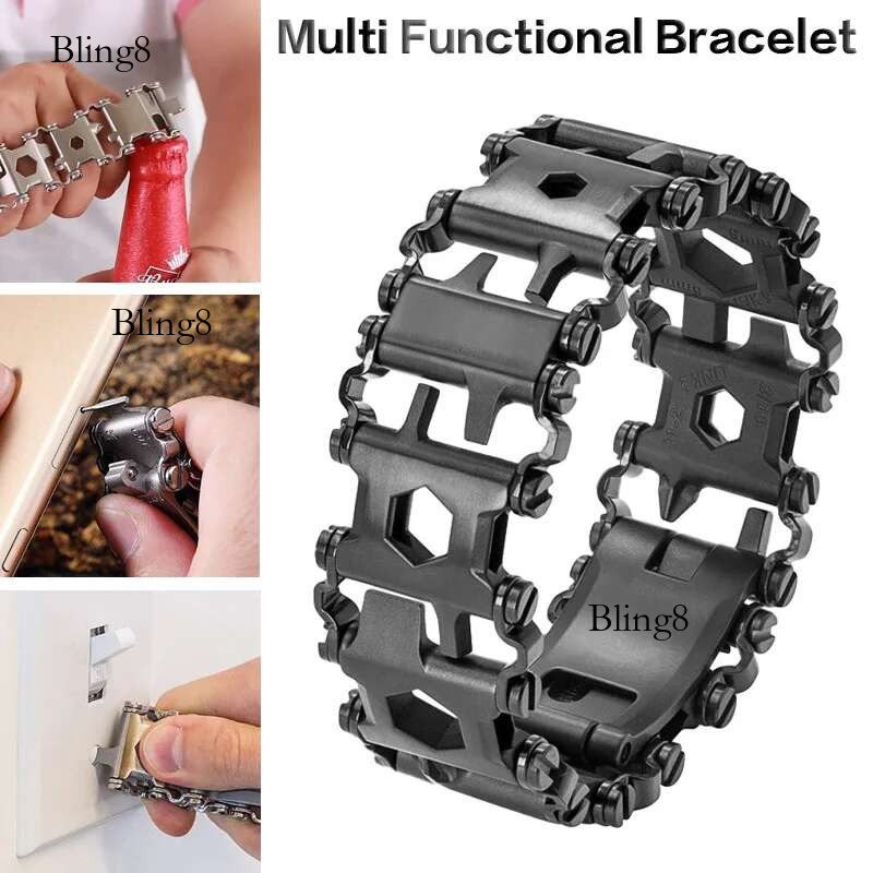 Multifunctional Stainless Steel Men's Outdoor Tool 29 in 1 Bracelet European and American Couple Watch Strap
