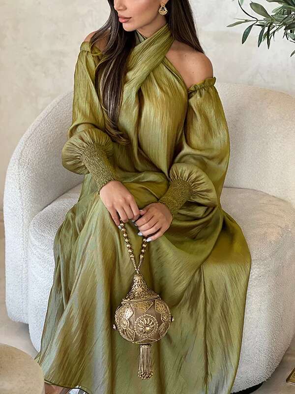 Modigirl Elegant Evening Party Dress For Women Clothing 2025 Spring Summer Puff Sleeves H-E Loose Plus Size Maxi Dresses 3Xl