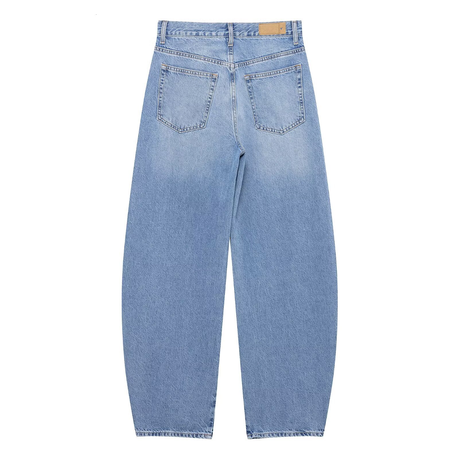 2025 Spring New Product Style Fashionable And Casual Loose Conical Legs Curved Silhouette High Waist Jeans Pants