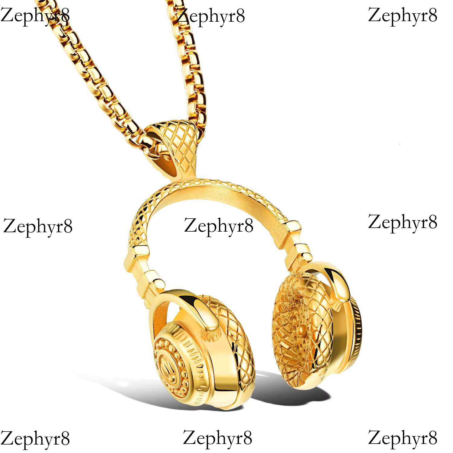 2025 New model Unisex Punk Rock Music Headset Pendant Necklace Trendy Titanium Steel with Box Chain for Gift