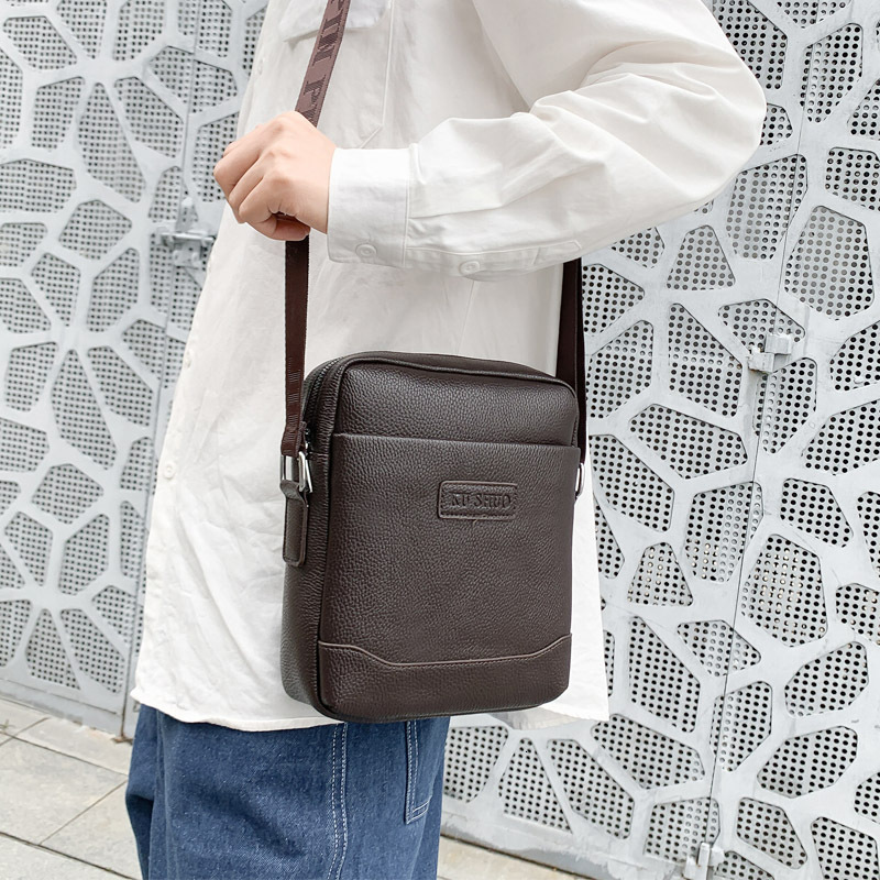 Men's backpack casual single crossbody PU leather business small shoulder trendy fashion large capacity multi compartment men's designer bag