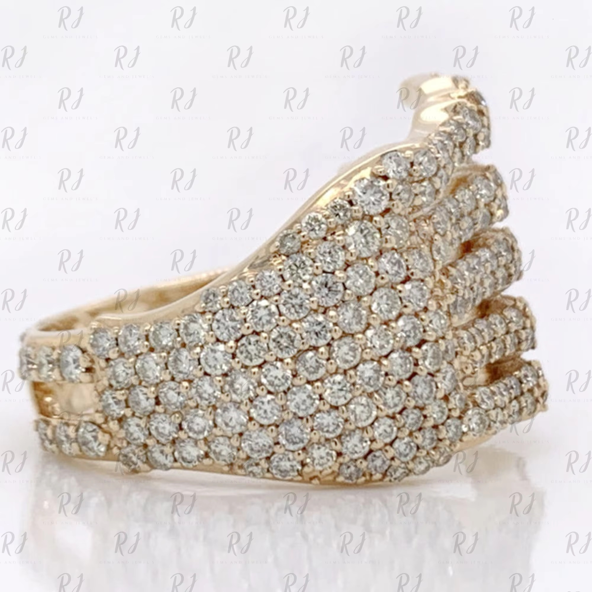 Iced Out Moissanite Skeleton Hand Ring Hip Hop Diamond Ring 14K Gold Ring