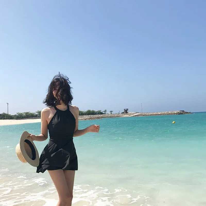 Sexy black Mush one-piece swimsuit Monokini Plus size swimsuit womens bikini one-piece swimsuit with Skirt Bathsuit Swim DrXJ250315