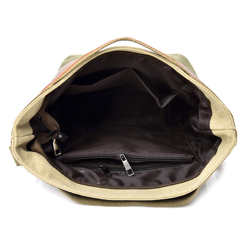 Leisure women's simple and artistic handbag, single shoulder crossbody, large capacity, multi compartment splicing canvas designer