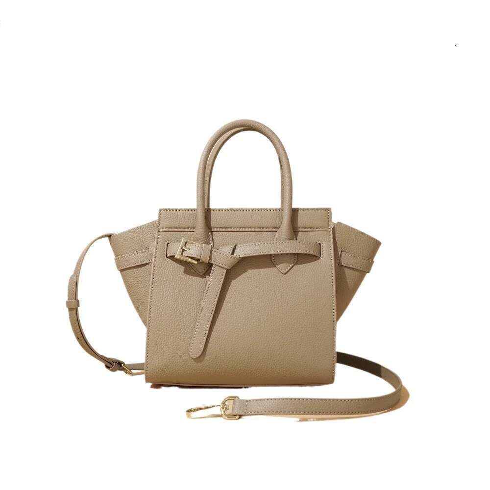 New 2025 Genuine Cow Leather Top-Handle For Women Designer Grey Trapeze Tote Cowskin Female Shoulder Bag