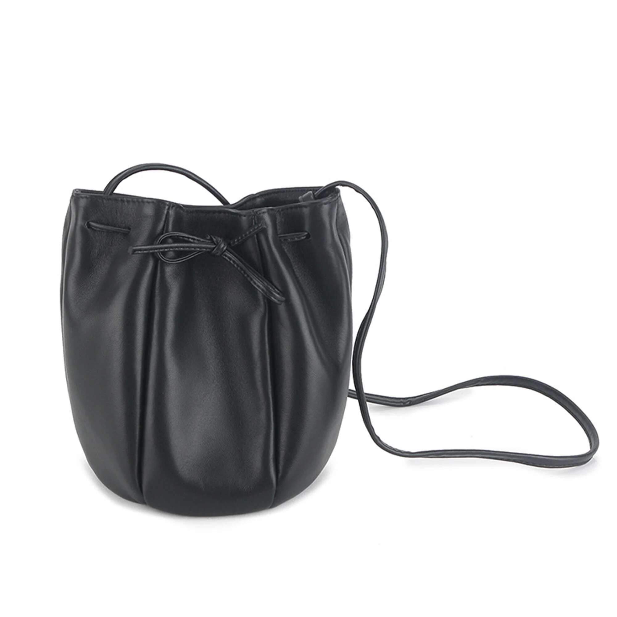 KOKOPEAS High Quality Cowhide Busket Handbag Genuine Leather Design Ladies Crossbody Satchel Drawstring Small Phone Purse