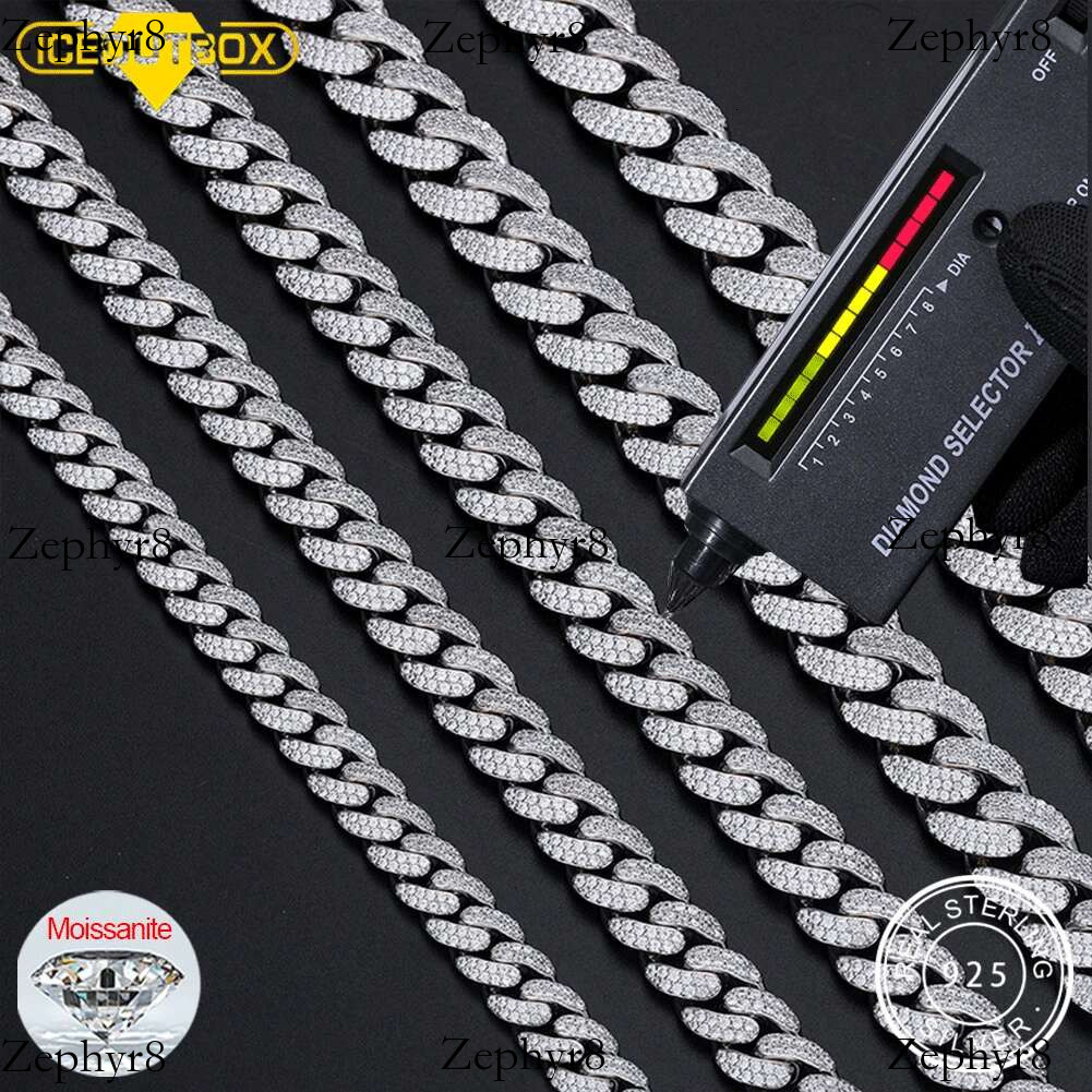 2025 model 8-20mm Moissanite Cuban k Chains Man S For Men Hip Hop Jewelry Sier Necklace Christmas Gifts 2024 New Arrival