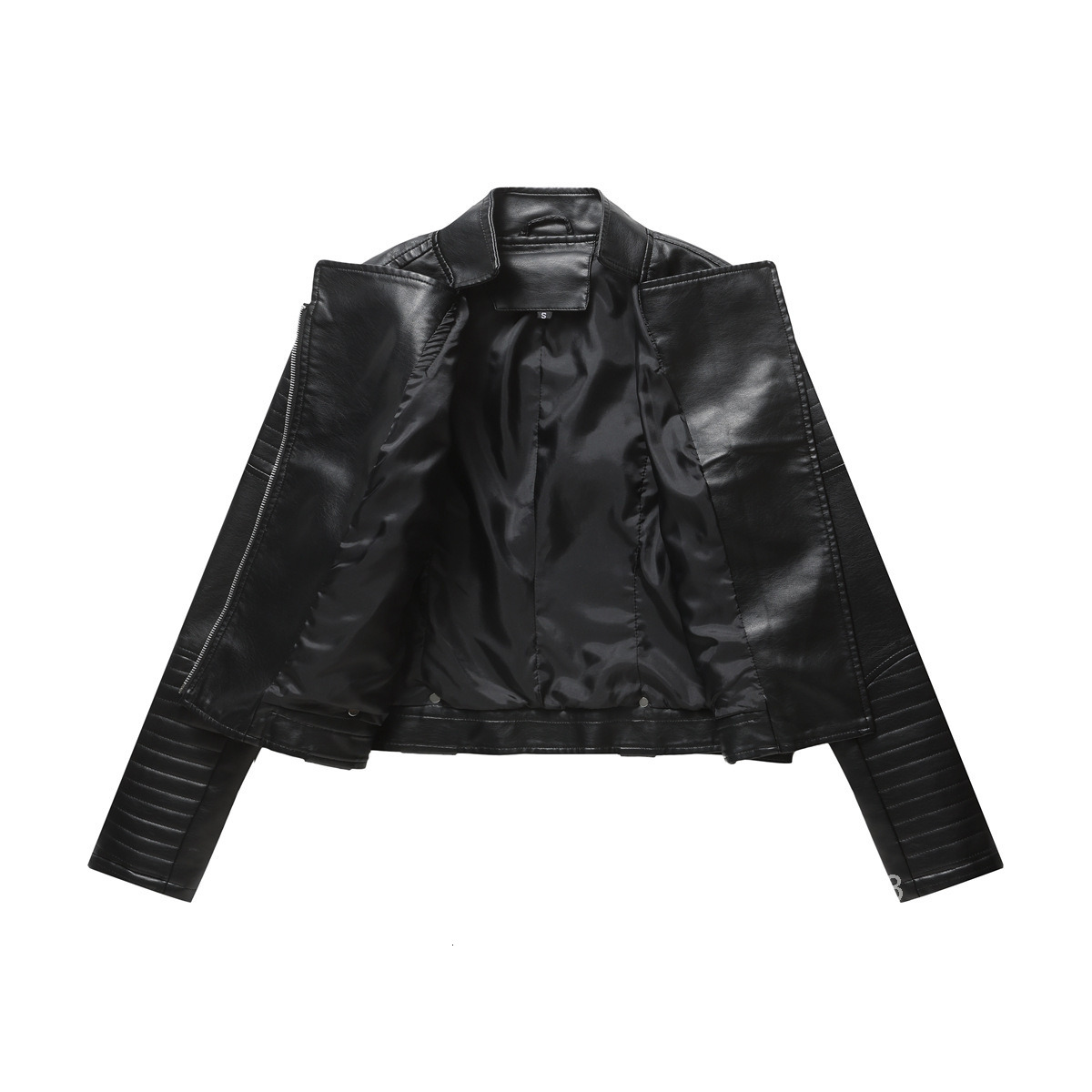 Fashion Street Trendy Leather Jacket with Belt Long Sleeved Spring and Autumn Thin Womens Jacket V-neck Pu Jacket