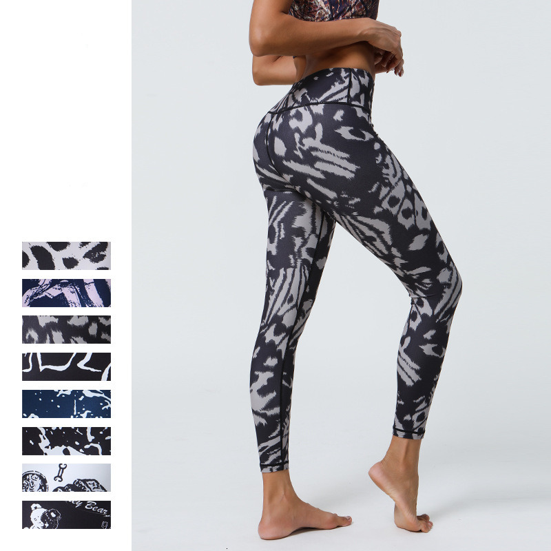 NEW leggings Yoga Summer Thin Women's Printed High Waist Elastic Sports Fitness Pants tracksuit