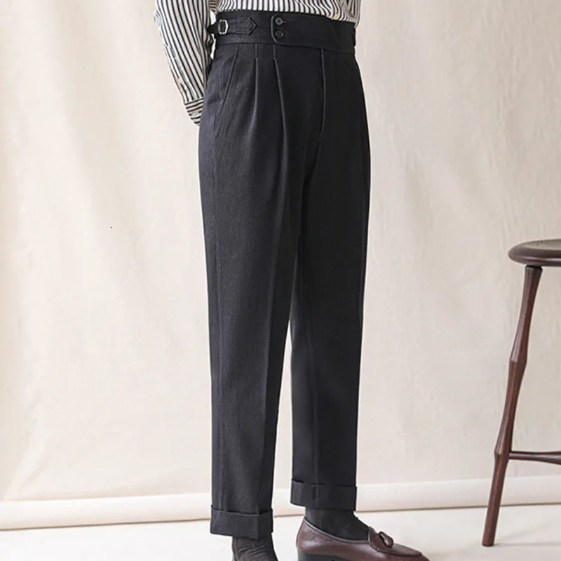 Dress Pants Men Black Homme Italian High Waist Business Versatile Draped Trousers Gentlemen Office 250313
