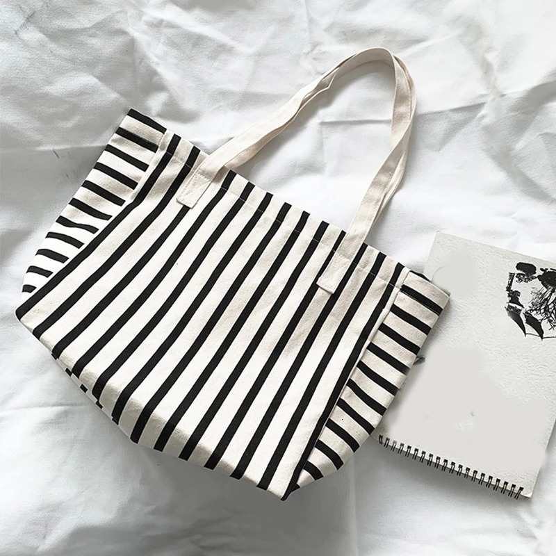 Womens Summer Bag Striped Shoulder Cross Shopping Bag Womens Casual Canvas Handbag 250311