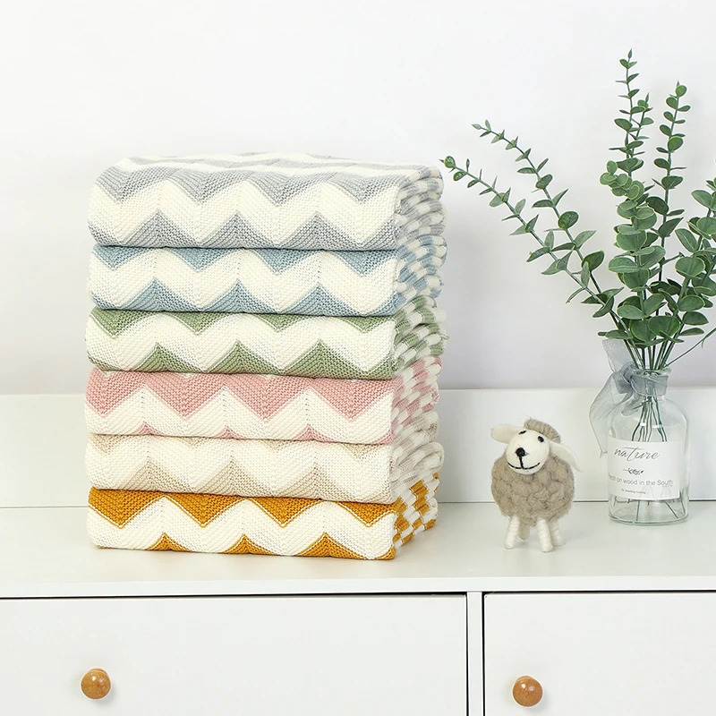 blanket cotton knit born plain weave girl bedding fashion strip baby stroller packaging Swaddle 100 * 80CM soft sleep cover 250314