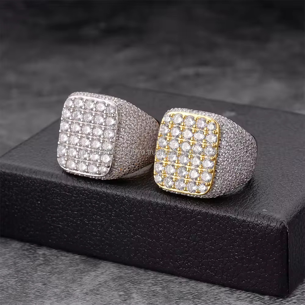 Captivating Hip Hop Ring Crafted in 925 Sterling Silver Embellished Round Cut Moissanite Diamond with Enhance Vvs Clarity