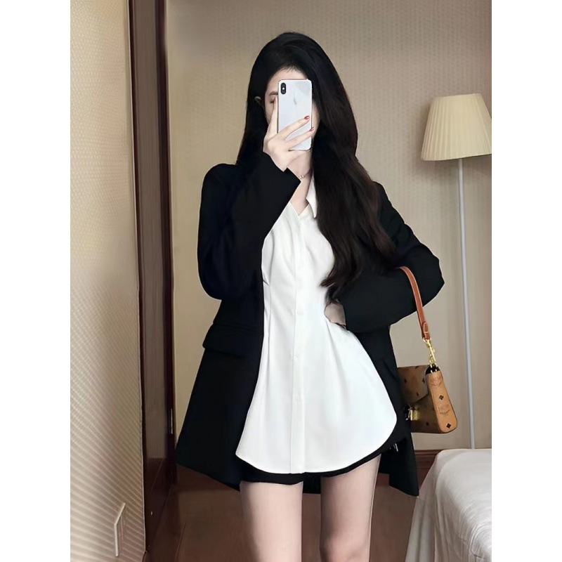 D316Chic Korean Inspired Women's Black Blazer - Sophisticated & Petite Fit