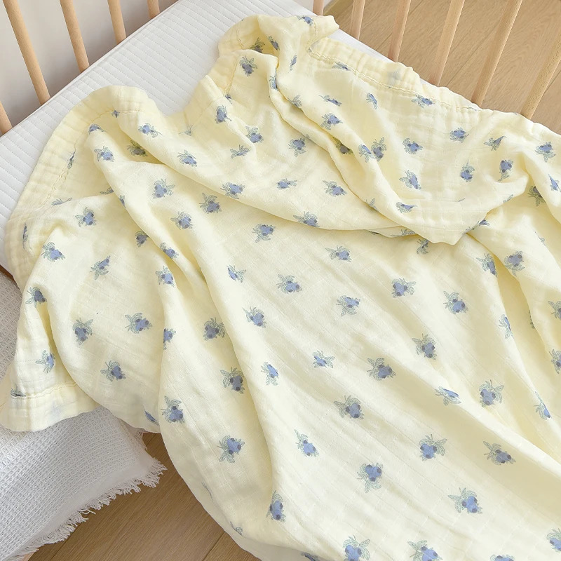 Cherry Lemon Blueberry Muslin Baby Swaddle Blanket for Boys Girls born Cotton Gauze Swaddling Wrap Receiving Blanket Unisex 250314